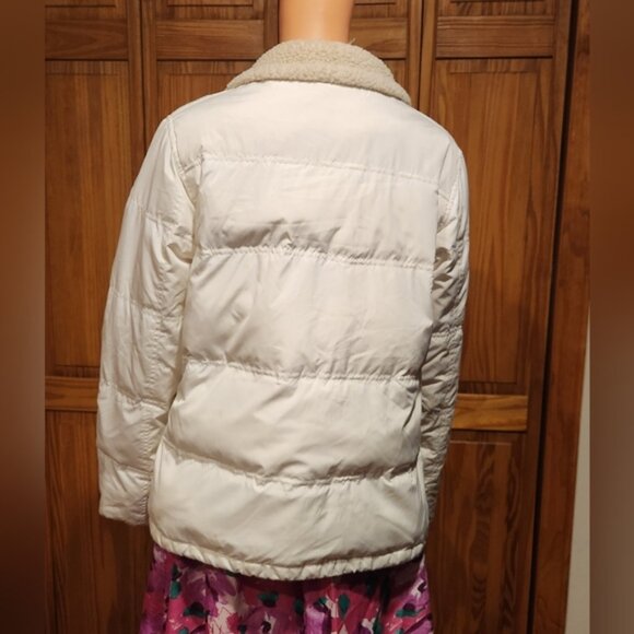 AMERICAN EAGLE womans white puffer jacket with tan fleece collar Large - Picture 5 of 10